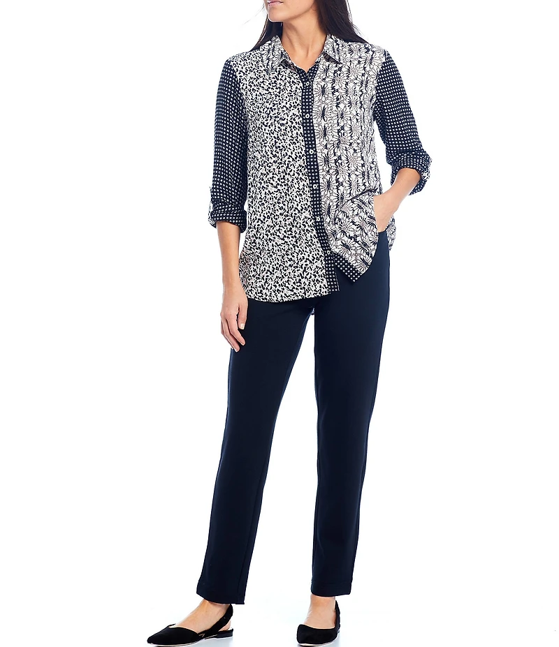 Intro Stella Double Knit Slim Straight Leg Pull-On Pants