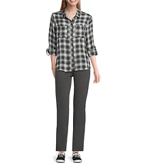 Intro Stella Double Knit Slim Straight Leg Pull-On Pants