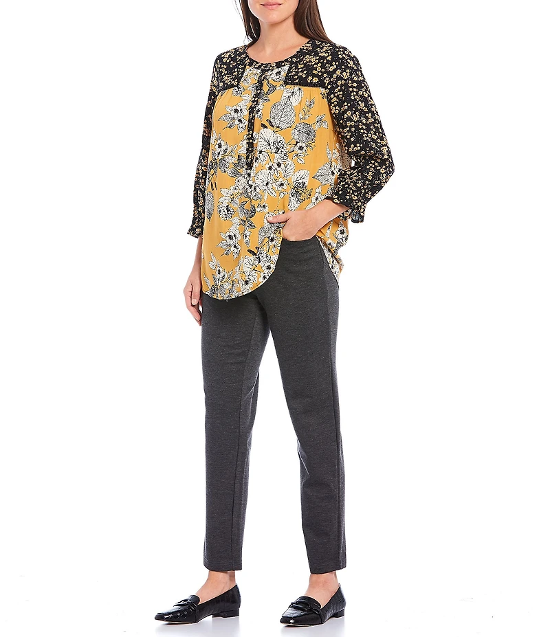 Intro Stella Double Knit Slim Straight Leg Pull-On Pants