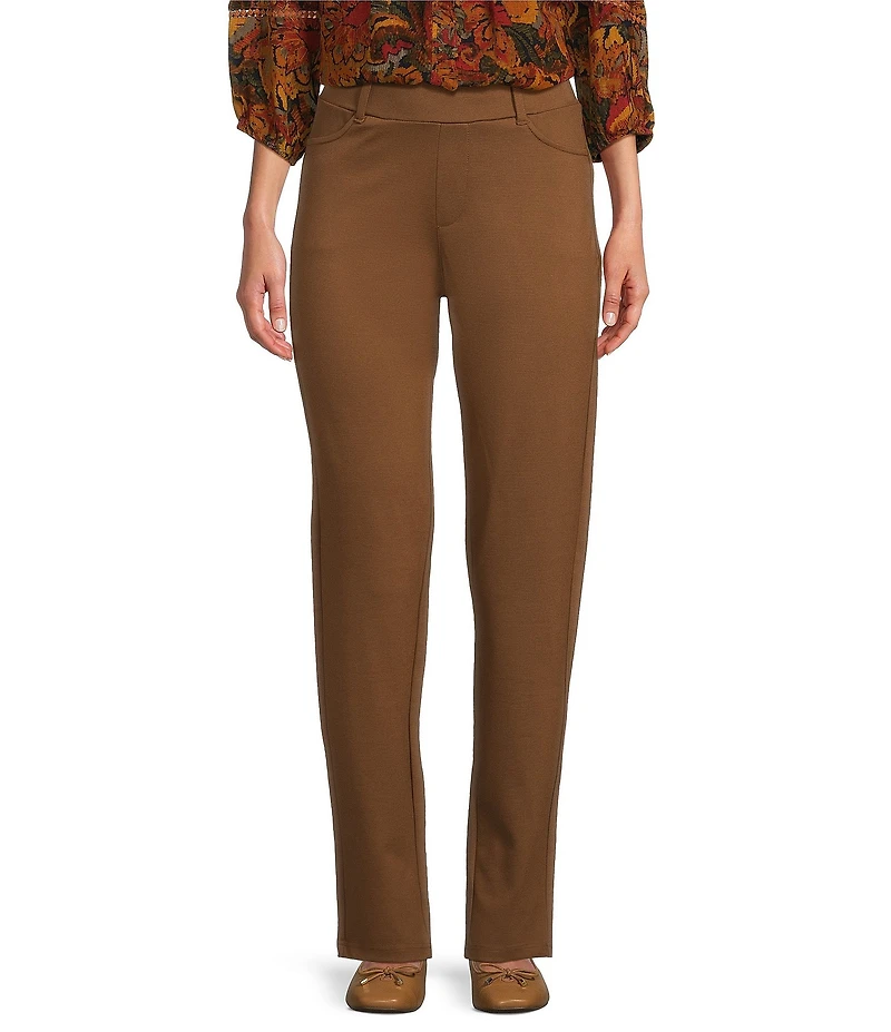 Intro Stella Double Knit Slim Straight Leg Pull-On Pants
