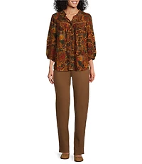 Intro Stella Double Knit Slim Straight Leg Pull-On Pants