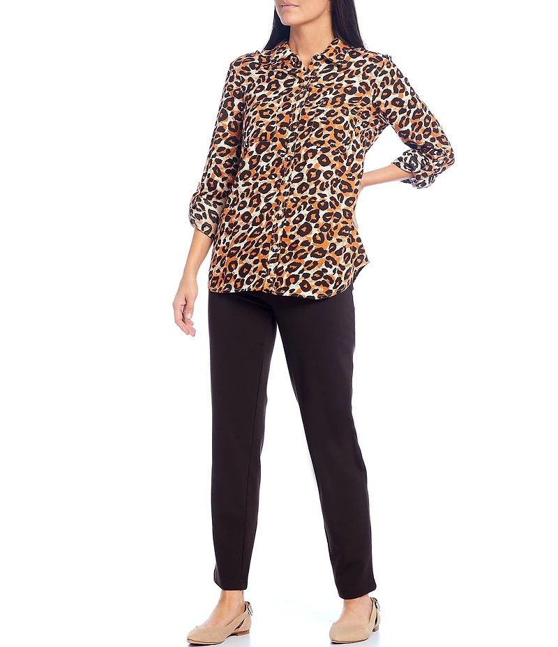 Intro Stella Double Knit Slim Straight Leg Pull-On Pants