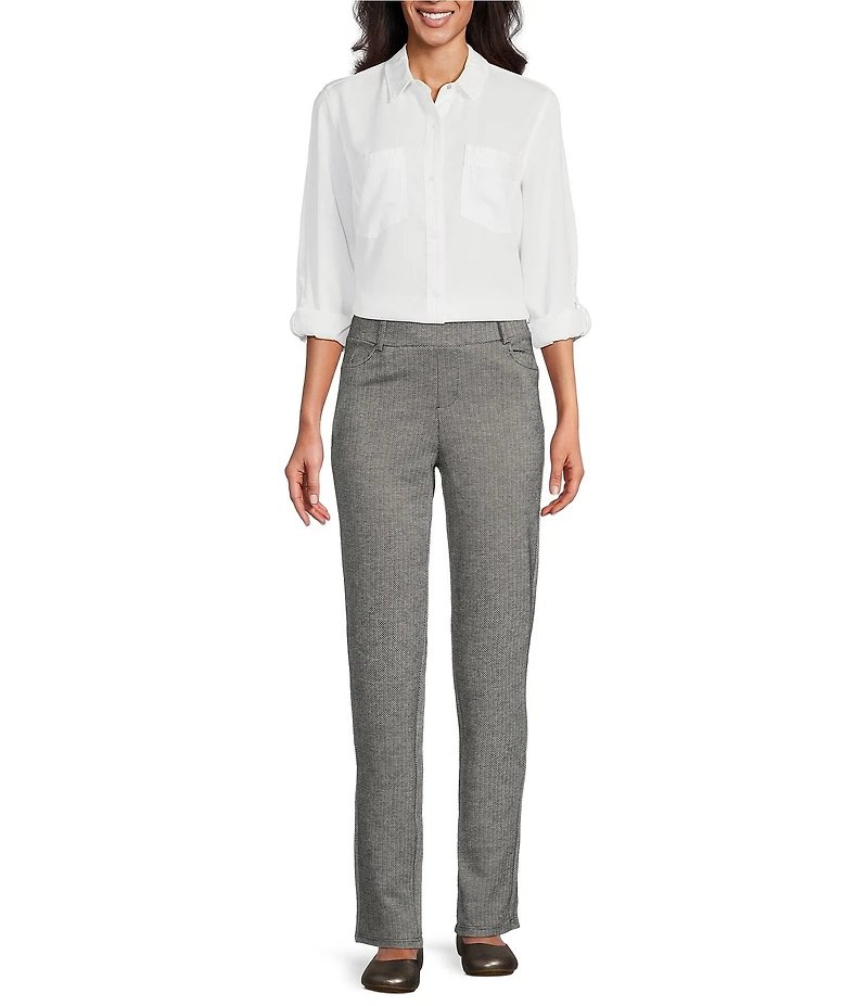 Intro Stella Solid Double Knit Plaid Pull-On Pants