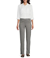 Intro Stella Solid Double Knit Plaid Pull-On Pants