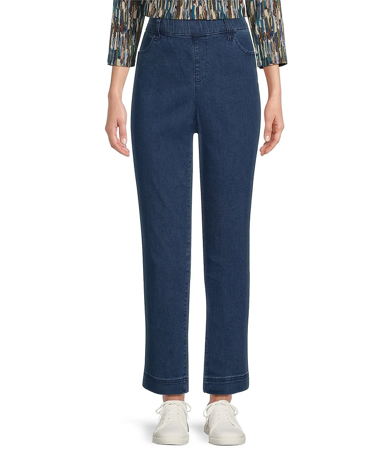 Intro Stella Straight Leg Slimming Comfort Waist Pull-On Denim Ankle Pants