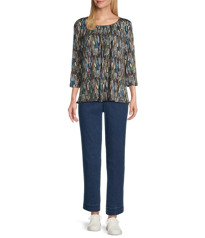 Intro Stella Straight Leg Slimming Comfort Waist Pull-On Denim Ankle Pants