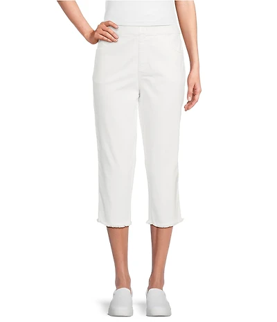 Intro Straight Slim Leg Frayed Hem Capri Pull-On Pants