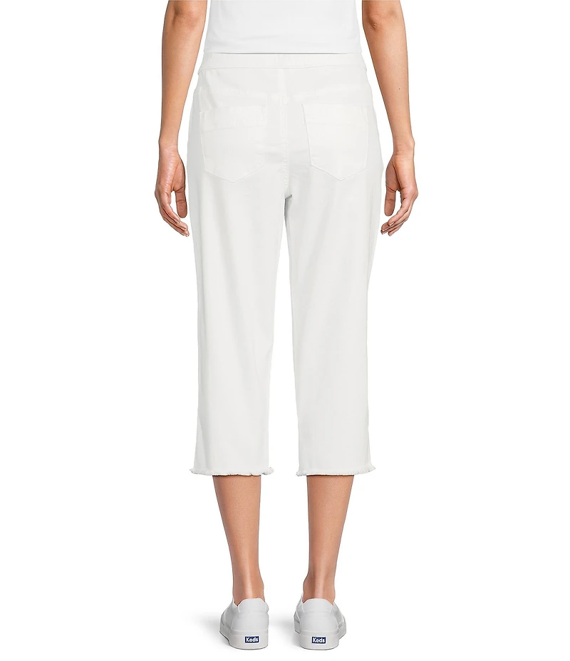 Intro Straight Slim Leg Frayed Hem Capri Pull-On Pants