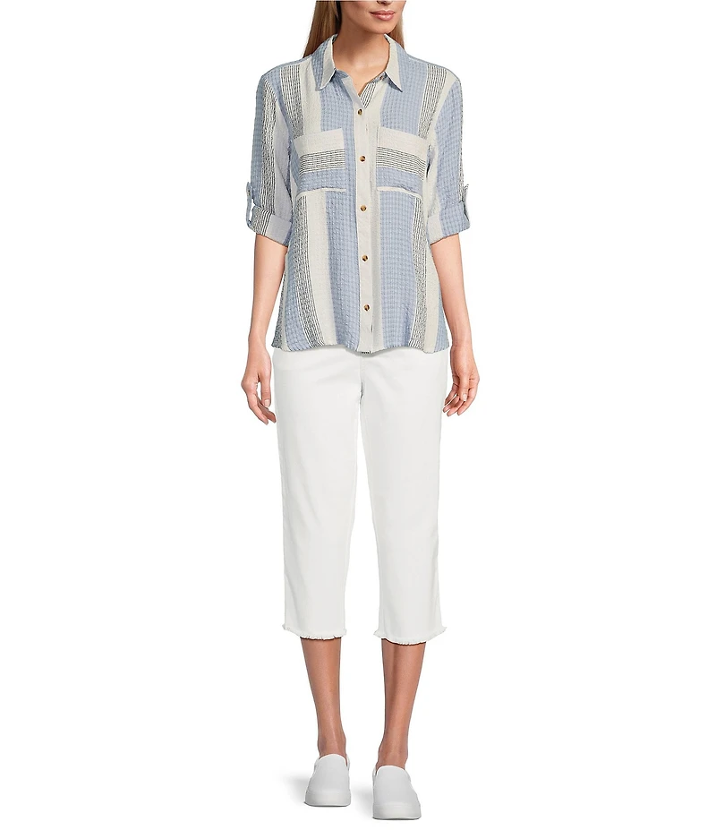 Intro Straight Slim Leg Frayed Hem Capri Pull-On Pants