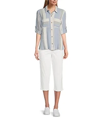Intro Straight Slim Leg Frayed Hem Capri Pull-On Pants