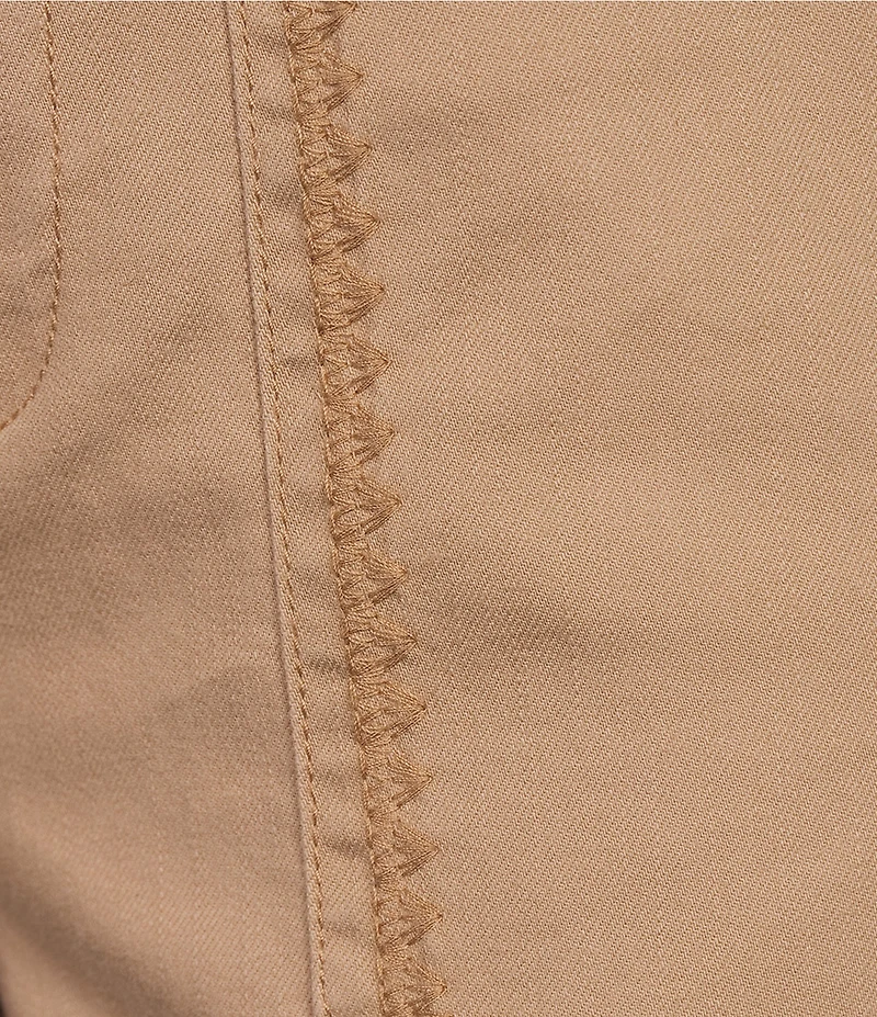 Intro Stretch Twill Embroidered Slim Roll Cuff Ankle Pants