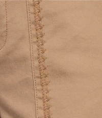 Intro Stretch Twill Embroidered Slim Roll Cuff Ankle Pants