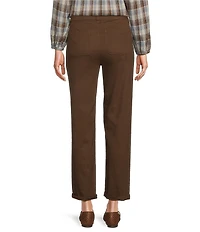 Intro Stretch Twill Embroidered Slim Roll Cuff Ankle Pants