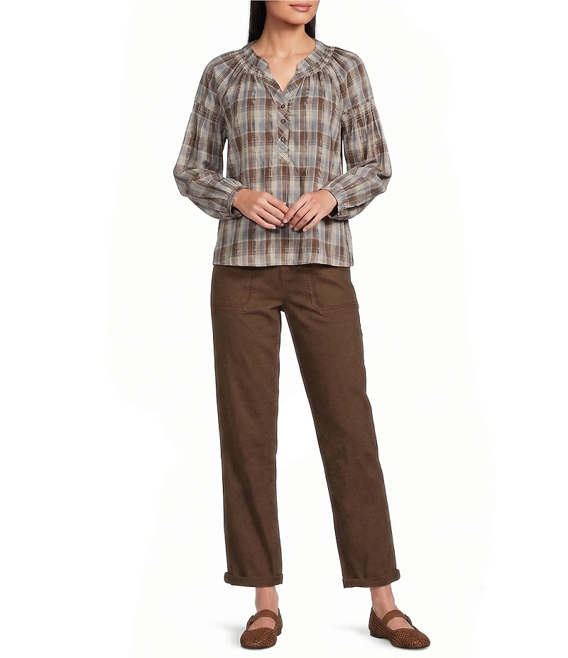 Intro Stretch Twill Embroidered Slim Roll Cuff Ankle Pants