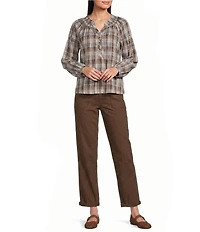 Intro Stretch Twill Embroidered Slim Roll Cuff Ankle Pants