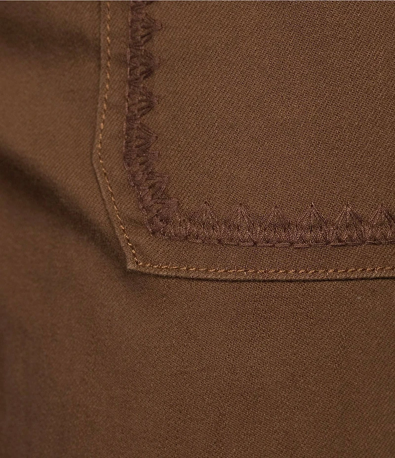 Intro Stretch Twill Embroidered Slim Roll Cuff Ankle Pants