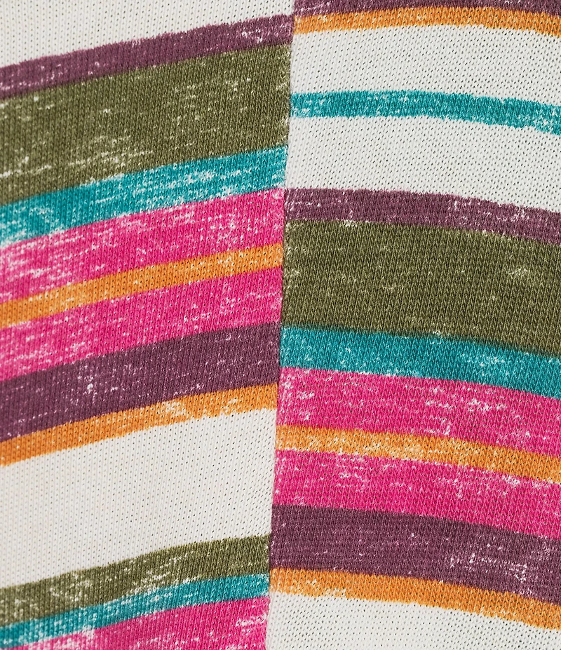 Intro Stripe V-Neck 3/4 Sleeve Washed Knit Sweater