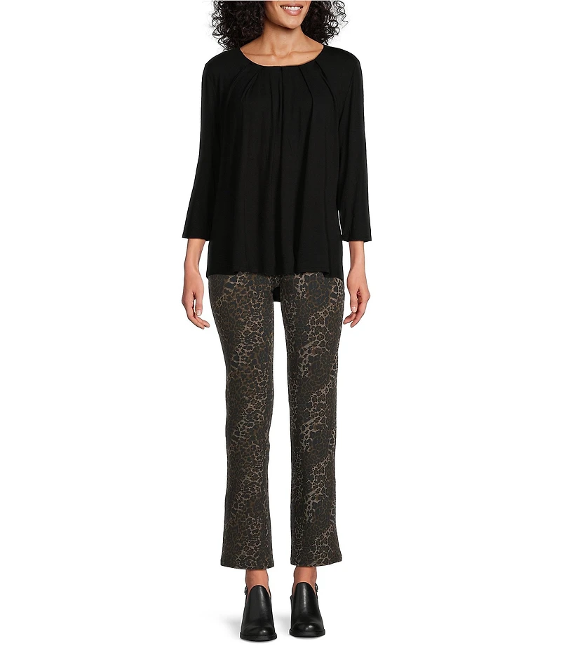 Intro Suave Knit Teri Textured Animal Print Baby Boot Leg Tummy Control Pull-On Pants