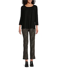 Intro Suave Knit Teri Textured Animal Print Baby Boot Leg Tummy Control Pull-On Pants