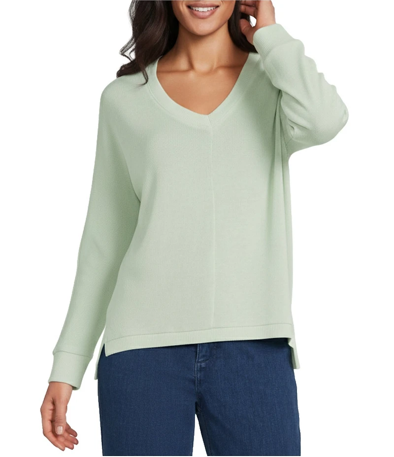 Intro V-Neck 3/4 Sleeve Washed Knit Sweater