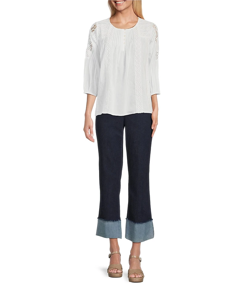 Intro Valerie Wide Cuff Pull-On Denim Pants