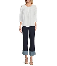 Intro Valerie Wide Cuff Pull-On Denim Pants