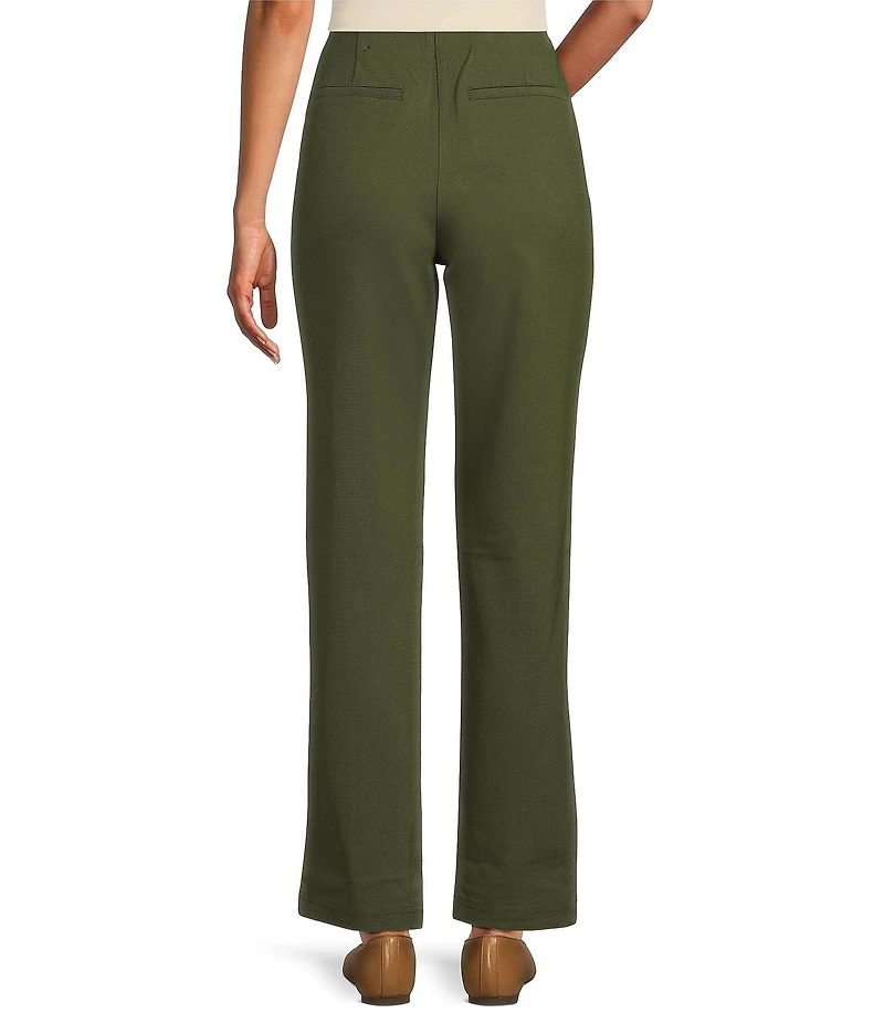Intro Veronica Double Knit Pintuck Straight Leg Pull-On Pants
