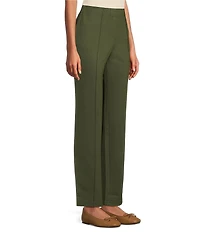 Intro Veronica Double Knit Pintuck Straight Leg Pull-On Pants