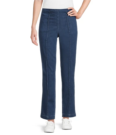 Intro Veronica Stretch Denim Seamed Straight Leg Pull-On Pants