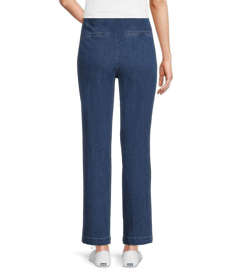 Intro Veronica Stretch Denim Seamed Straight Leg Pull-On Pants