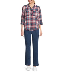 Intro Veronica Stretch Denim Seamed Straight Leg Pull-On Pants