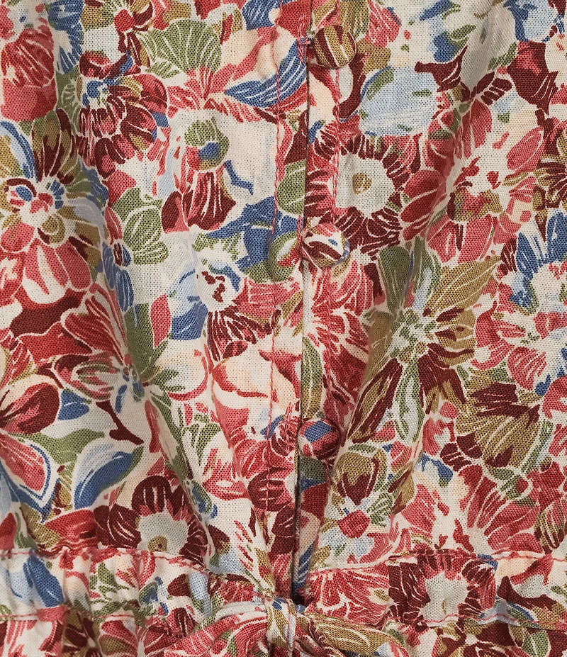 Intro Woven Abstract Floral Print Sweetheart Neck Sleeveless Cinched Waist Peplum Blouse
