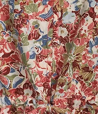 Intro Woven Abstract Floral Print Sweetheart Neck Sleeveless Cinched Waist Peplum Blouse