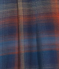 Intro Woven Pucker Plaid Blue Quartz Point Collar 3/4 Rolled-Tab Sleeve Button Front Shirt