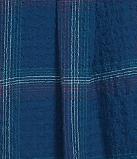 Intro Woven Pucker Plaid Turblence Point Collar 3/4 Rolled-Tab Sleeve Button Front Shirt