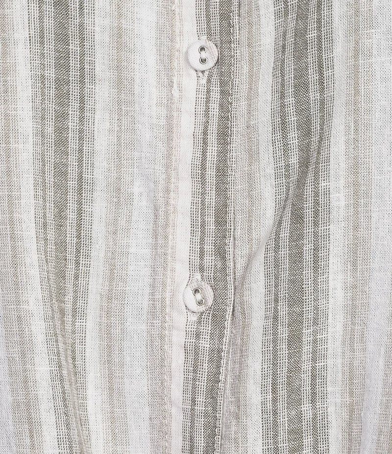 Intro Woven Stripe Coordinating Point Collar Sleeveless Button-Front Tie Hem Shirt