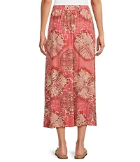 Intro Woven Tie-Dye Print Faux Wrap Tie Front Flowy Skirt