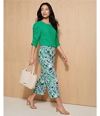 Investments 3/4 Ruched Sleeve Crew Neck Top