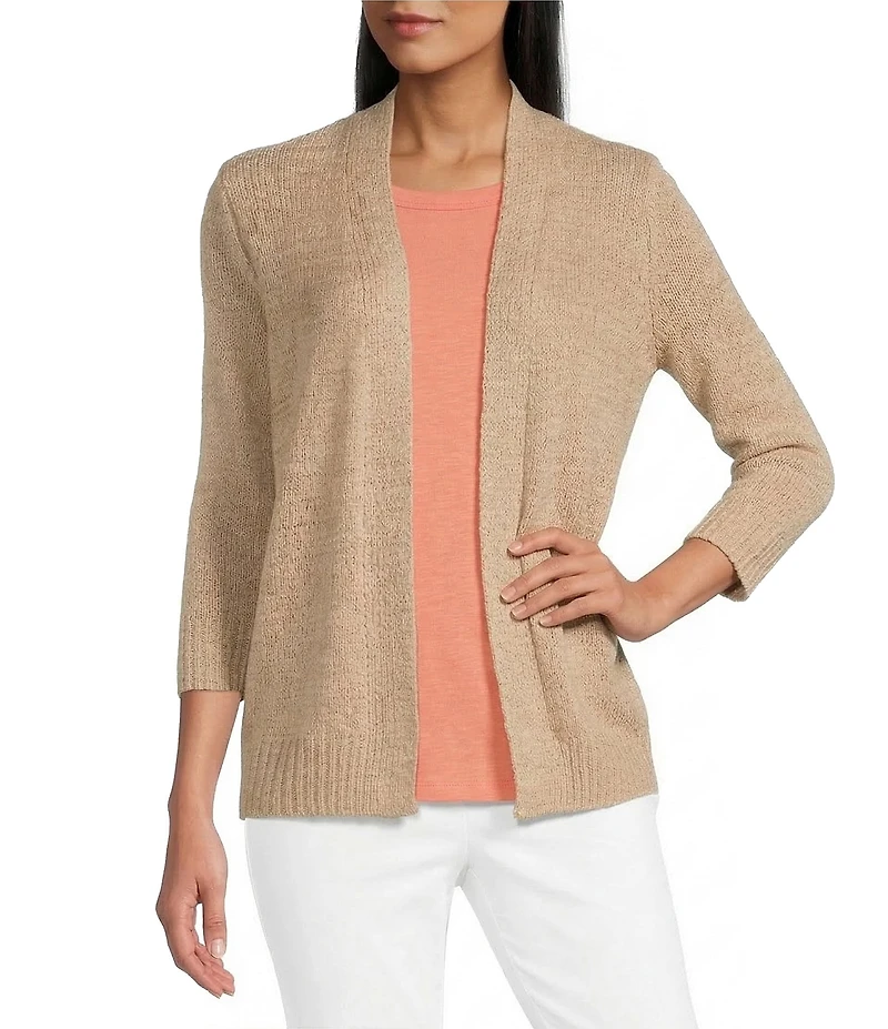 Investments 3/4 Sleeve Open Front Cardigan