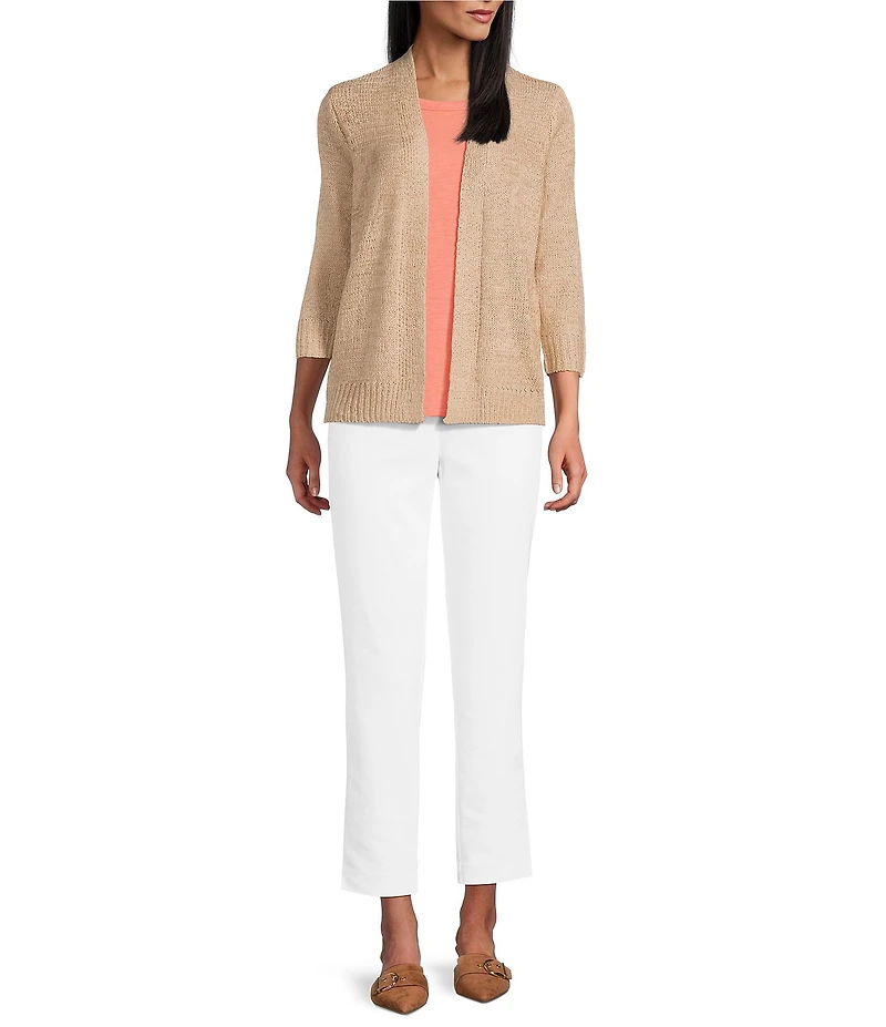 Investments 3/4 Sleeve Open Front Cardigan