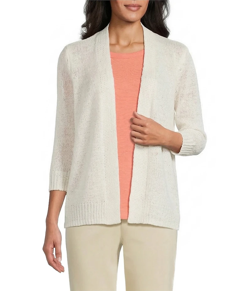Investments 3/4 Sleeve Open Front Cardigan