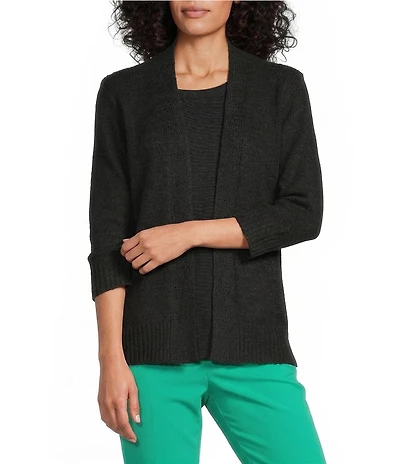 Investments 3/4 Sleeve Open Front Cardigan
