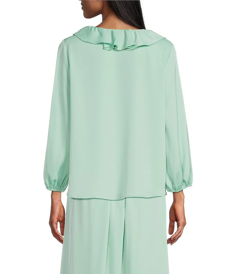 Investments 3/4 Sleeve Ruffle V-Neck Coordinating Blouse
