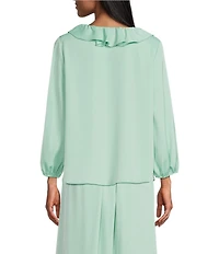 Investments 3/4 Sleeve Ruffle V-Neck Coordinating Blouse