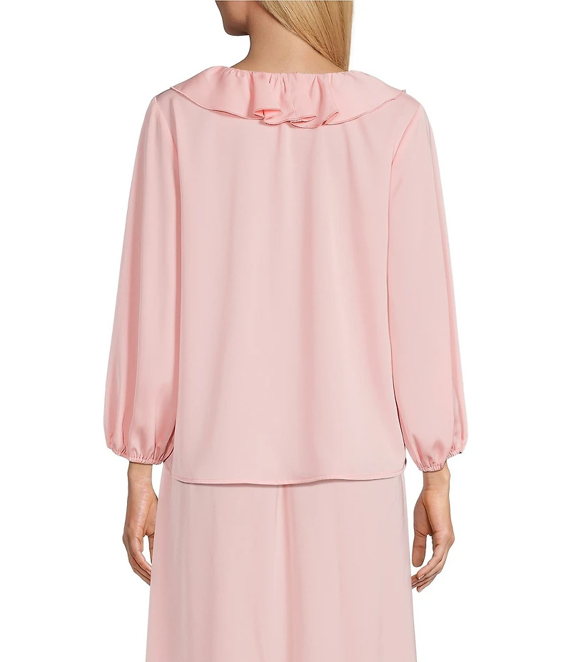 Investments 3/4 Sleeve Ruffle V-Neck Coordinating Blouse