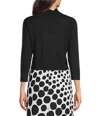 Investments 3/4 Sleeve Scallop Edge Open Front Cardigan