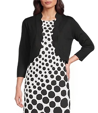 Investments 3/4 Sleeve Scallop Edge Open Front Cardigan