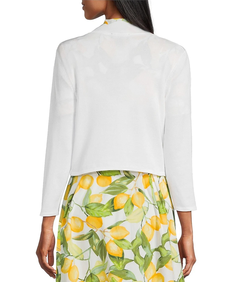 Investments 3/4 Sleeve Scallop Edge Open Front Cardigan