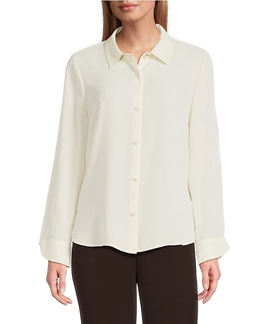 Investments Angora Long Flounce Sleeve Point Collar Neck Top
