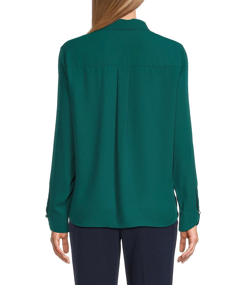 Investments Long Flounce Sleeve Point Collar Neck Top